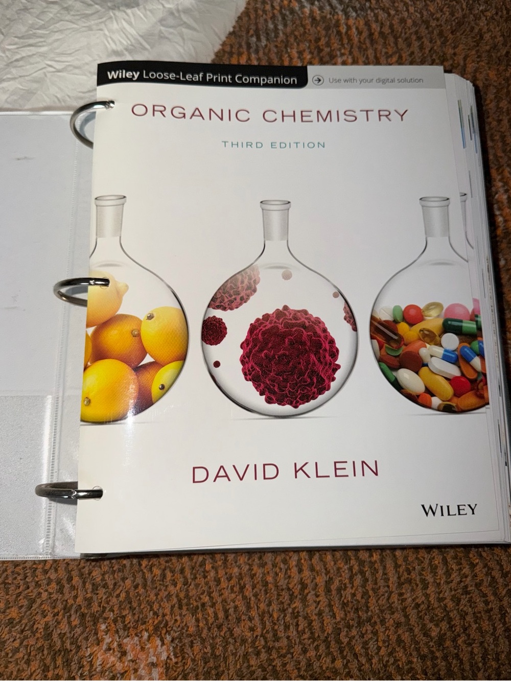 Wiley Organic Chemistry Third Edition by David Klein-paperback (binder included)
